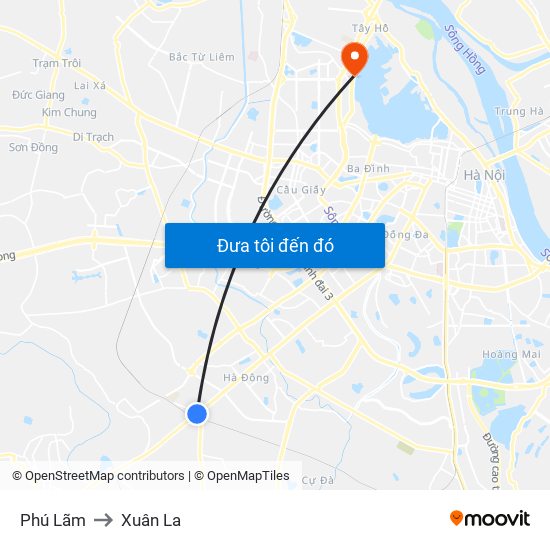 Phú Lãm to Xuân La map