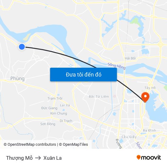 Thượng Mỗ to Xuân La map