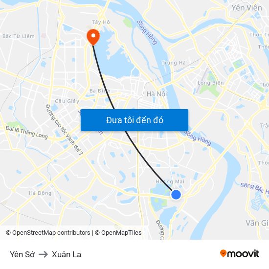 Yên Sở to Xuân La map