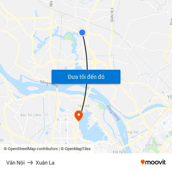 Vân Nội to Xuân La map
