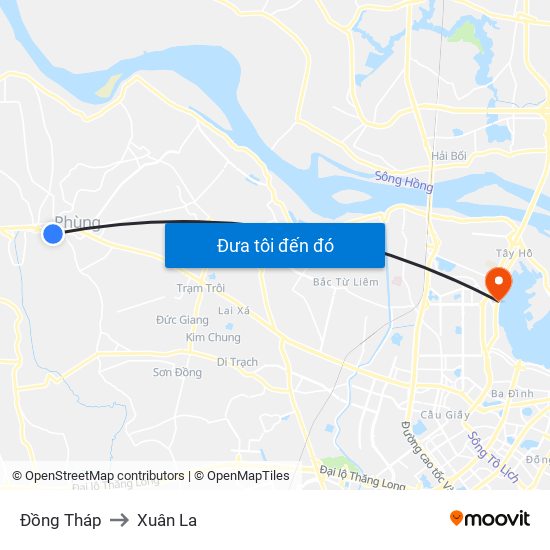 Đồng Tháp to Xuân La map