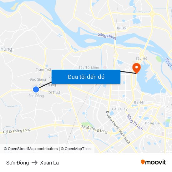 Sơn Đồng to Xuân La map