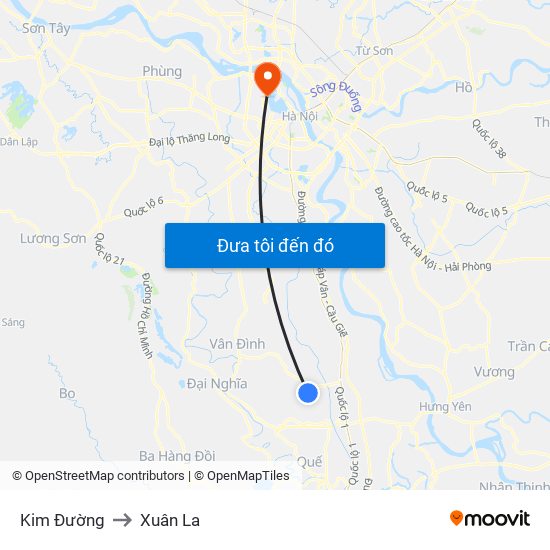 Kim Đường to Xuân La map