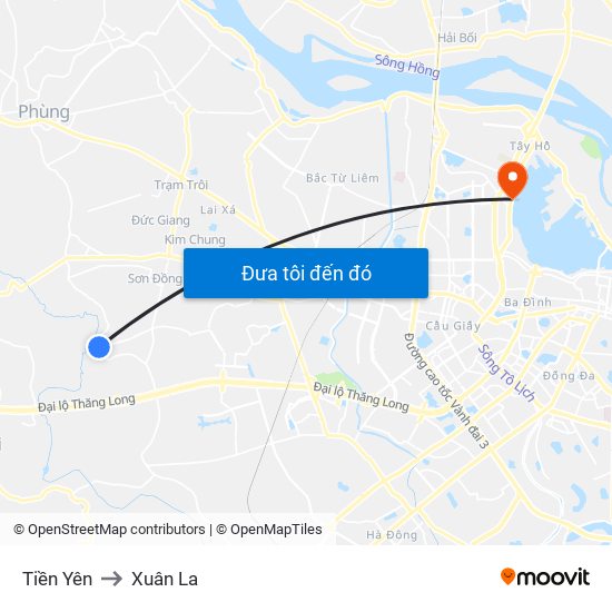 Tiền Yên to Xuân La map
