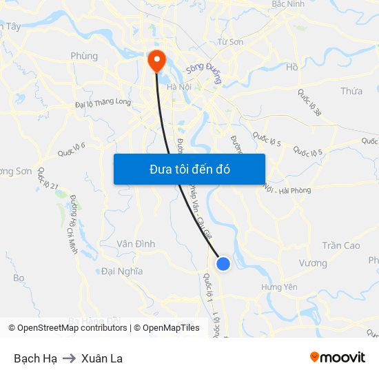 Bạch Hạ to Xuân La map