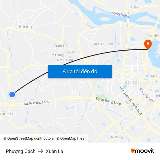 Phượng Cách to Xuân La map