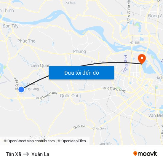 Tân Xã to Xuân La map