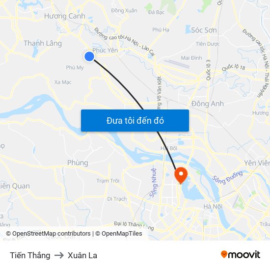 Tiến Thắng to Xuân La map