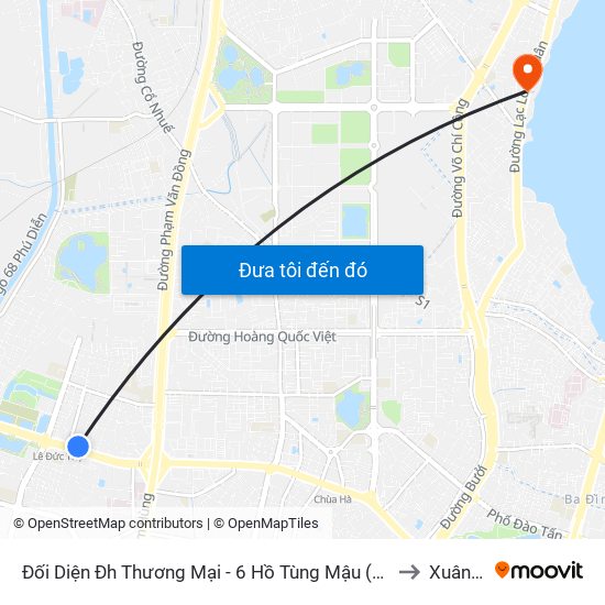 Đối Diện Đh Thương Mại - 6 Hồ Tùng Mậu (Cột Sau) to Xuân La map