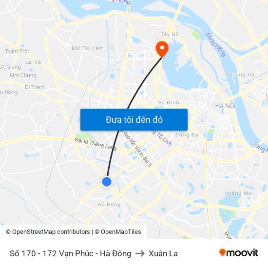 Số 170 - 172 Vạn Phúc - Hà Đông to Xuân La map