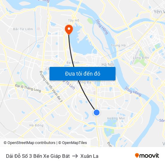 Dải Đỗ Số 3 Bến Xe Giáp Bát to Xuân La map