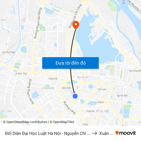 Đối Diện Đại Học Luật Hà Nội - Nguyễn Chí Thanh to Xuân La map