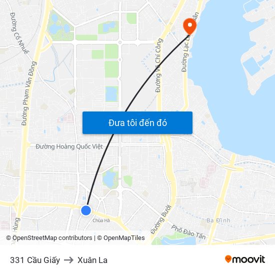 331 Cầu Giấy to Xuân La map