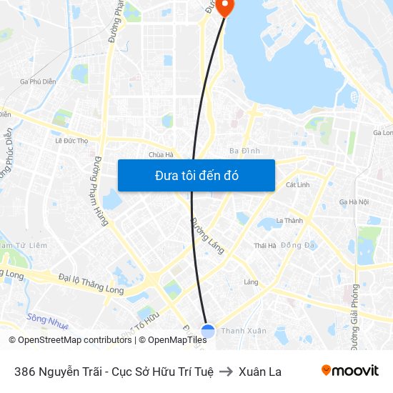 386 Nguyễn Trãi - Cục Sở Hữu Trí Tuệ to Xuân La map