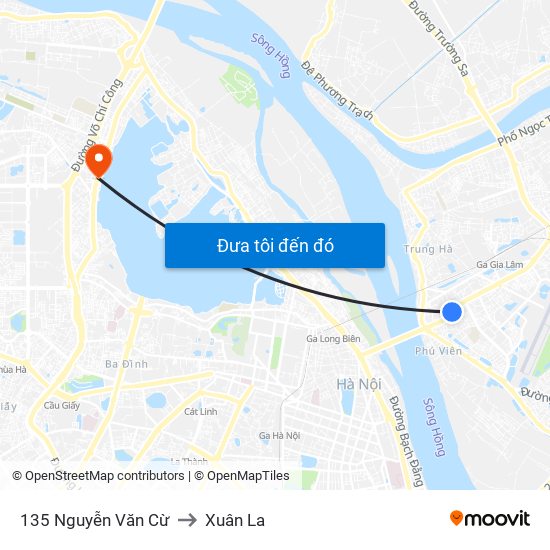 135 Nguyễn Văn Cừ to Xuân La map