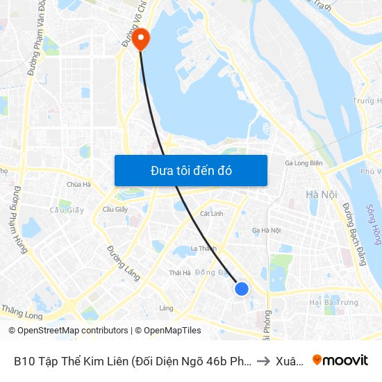 B10 Tập Thể Kim Liên (Đối Diện Ngõ 46b Phạm Ngọc Thạch) to Xuân La map