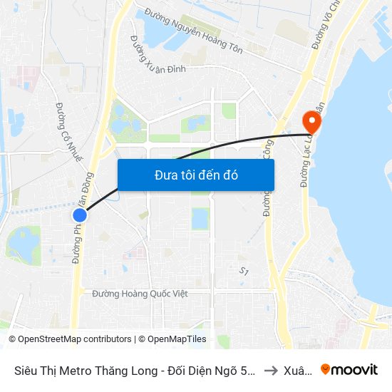 Siêu Thị Metro Thăng Long - Đối Diện Ngõ 599 Phạm Văn Đồng to Xuân La map