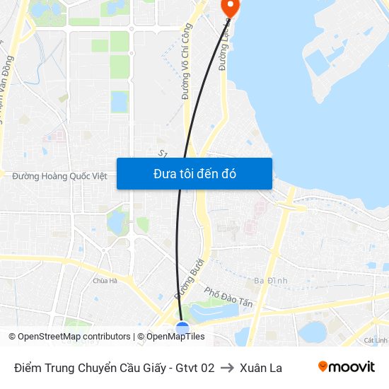 Điểm Trung Chuyển Cầu Giấy - Gtvt 02 to Xuân La map