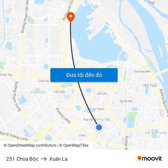 251 Chùa Bộc to Xuân La map