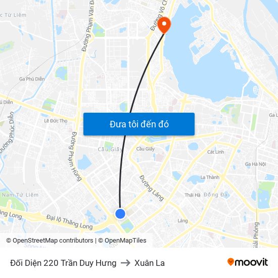 Đối Diện 220 Trần Duy Hưng to Xuân La map