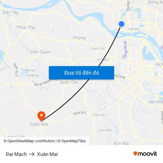 Đại Mạch to Xuân Mai map