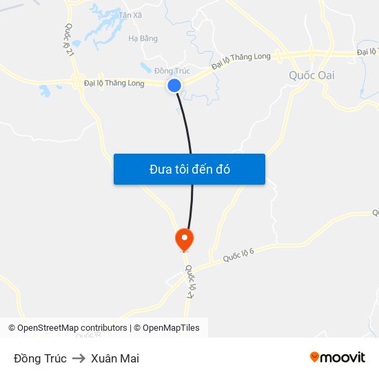 Đồng Trúc to Xuân Mai map