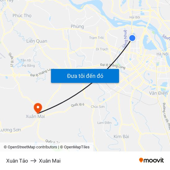 Xuân Tảo to Xuân Mai map