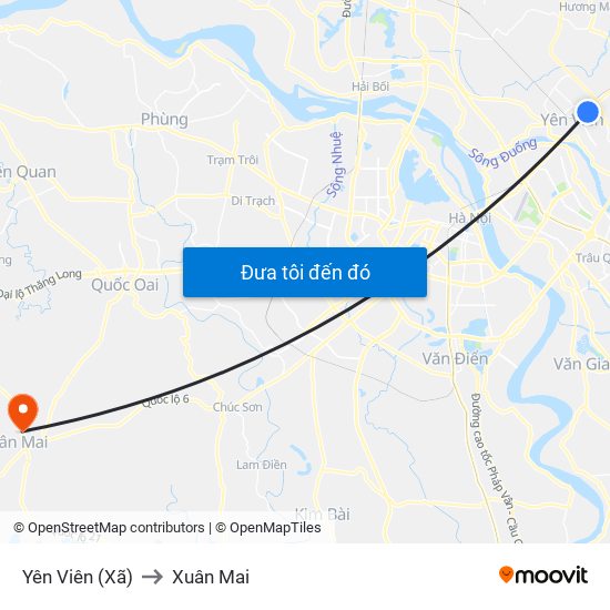 Yên Viên (Xã) to Xuân Mai map