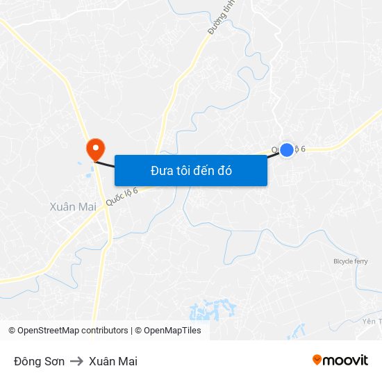 Đông Sơn to Xuân Mai map