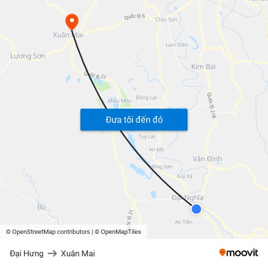 Đại Hưng to Xuân Mai map