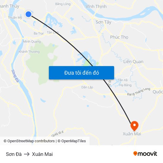 Sơn Đà to Xuân Mai map