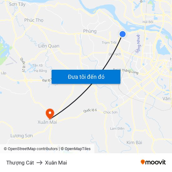 Thượng Cát to Xuân Mai map