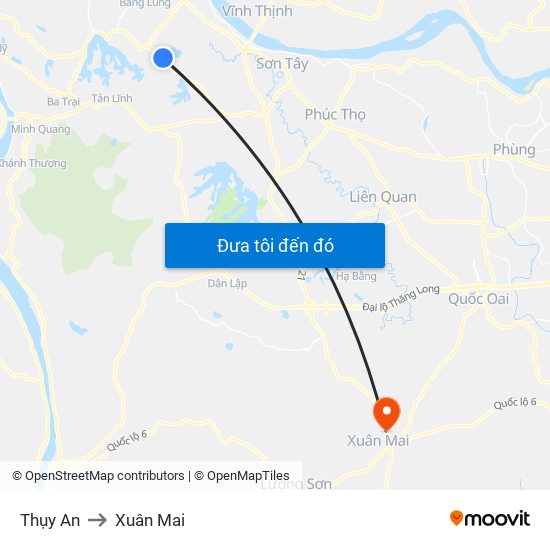 Thụy An to Xuân Mai map