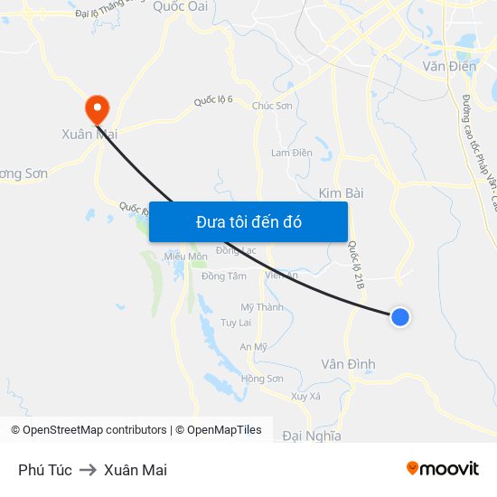 Phú Túc to Xuân Mai map