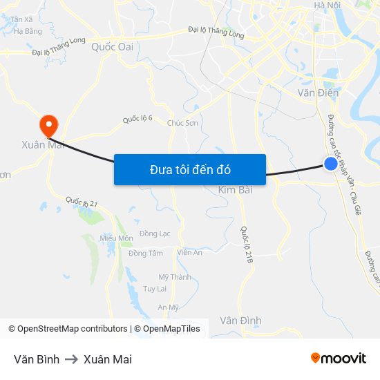 Văn Bình to Xuân Mai map