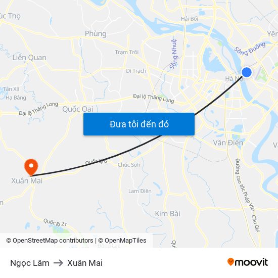 Ngọc Lâm to Xuân Mai map