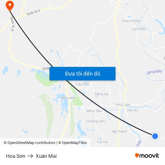 Hoa Sơn to Xuân Mai map