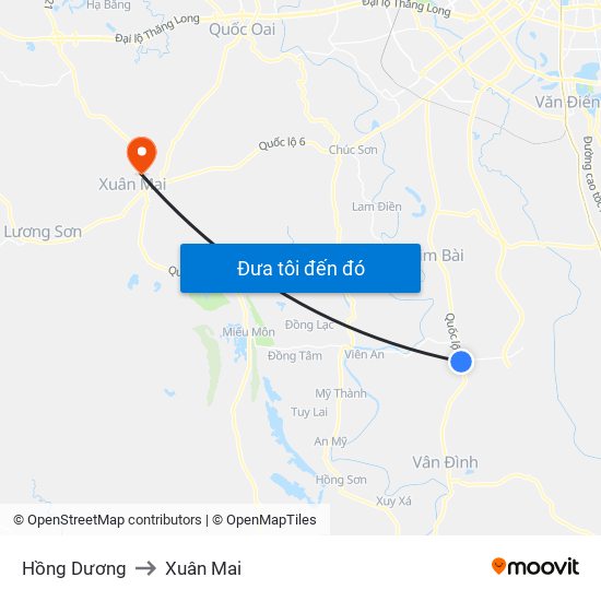 Hồng Dương to Xuân Mai map