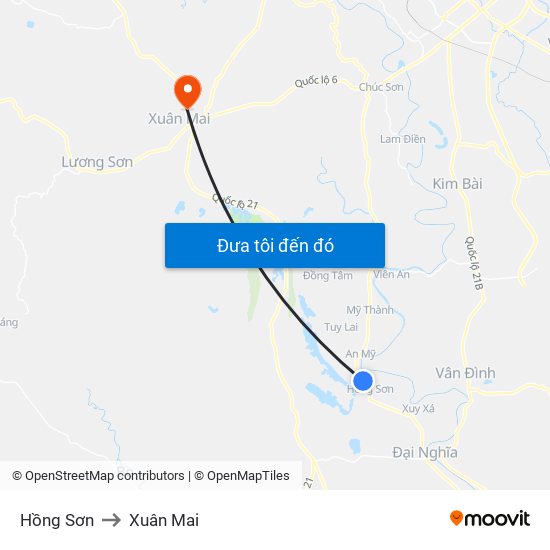 Hồng Sơn to Xuân Mai map