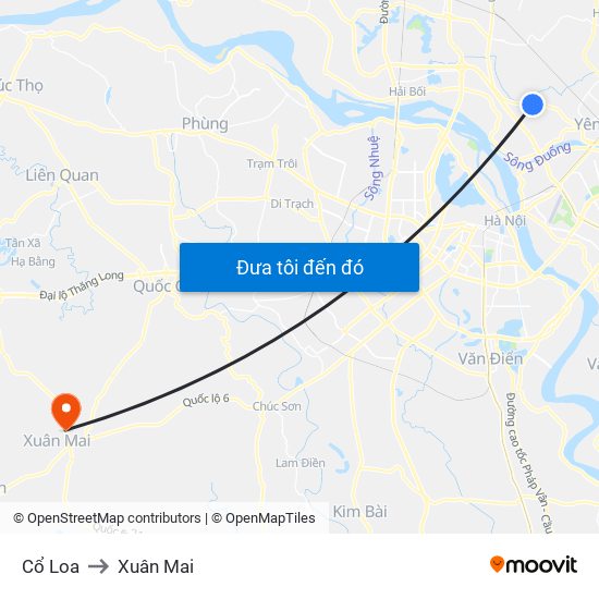 Cổ Loa to Xuân Mai map