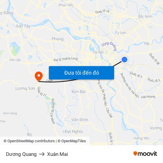 Dương Quang to Xuân Mai map