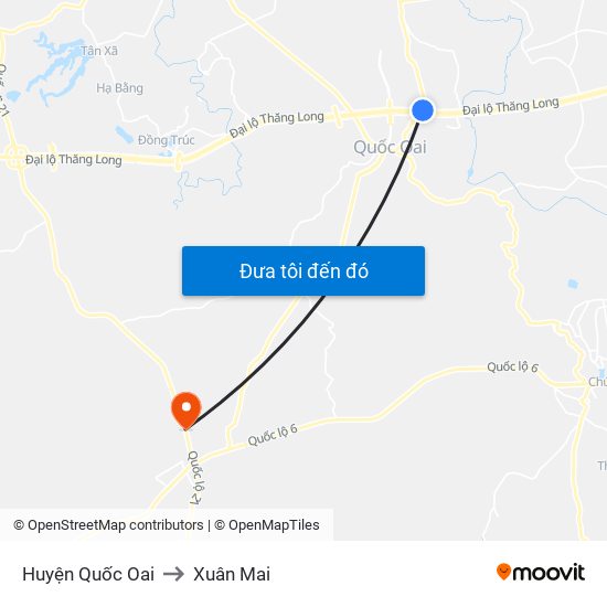 Huyện Quốc Oai to Xuân Mai map