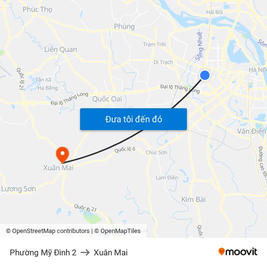 Phường Mỹ Đình 2 to Xuân Mai map