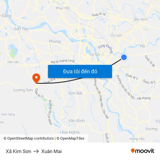 Xã Kim Sơn to Xuân Mai map