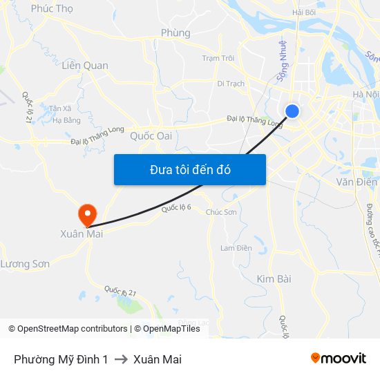 Phường Mỹ Đình 1 to Xuân Mai map