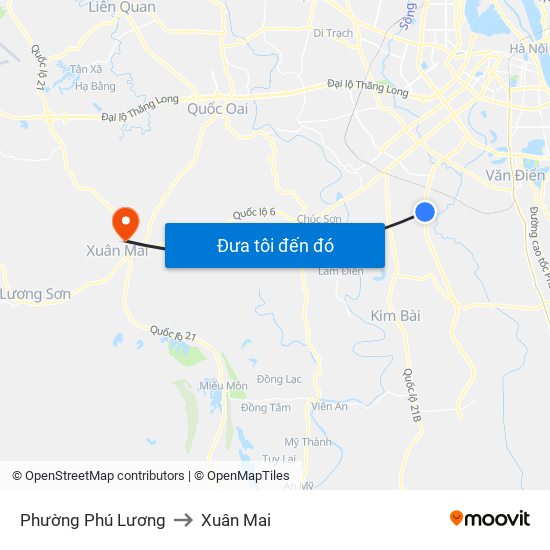 Phường Phú Lương to Xuân Mai map