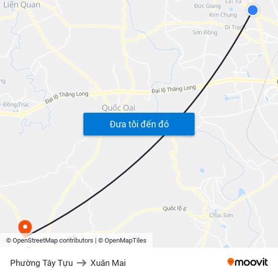 Phường Tây Tựu to Xuân Mai map