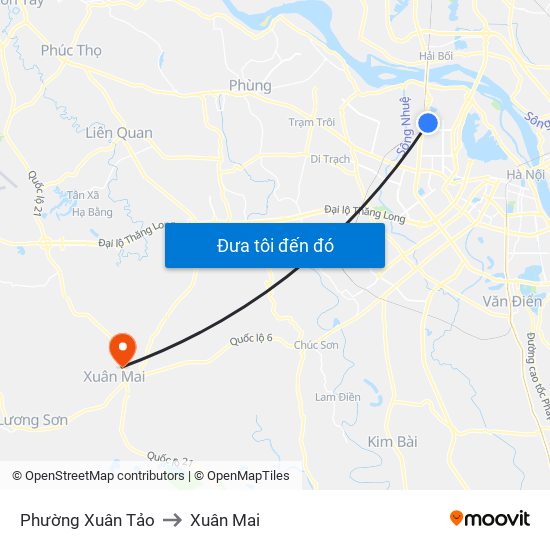 Phường Xuân Tảo to Xuân Mai map