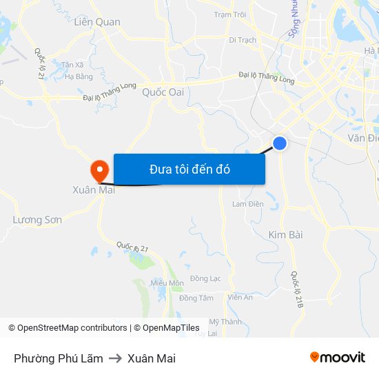 Phường Phú Lãm to Xuân Mai map