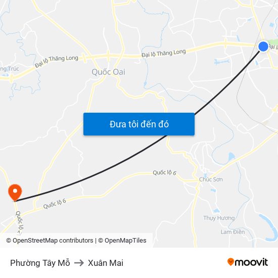 Phường Tây Mỗ to Xuân Mai map